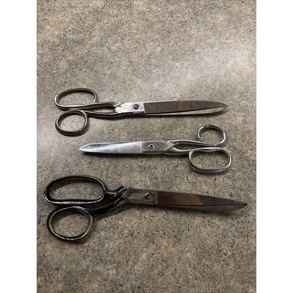Vintage Metal Sewing Scissors Boker, Richard's, Voss Cut Co Lot Of‎ 3